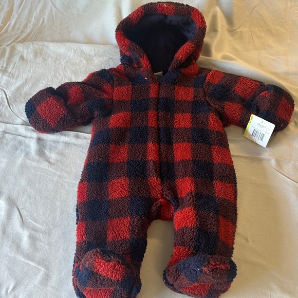 Little Me Red and Navy Baby Snowsuit/bunting bag - Picture 1 of 6